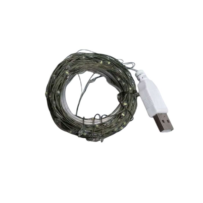 Гірлянда роса 20 метрів USB на 200 led світлодіодів крапля на зеленому дроті мультиколор USB200L20MGML