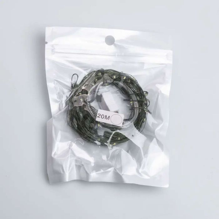 Гірлянда роса 20 метрів USB на 200 led світлодіодів крапля на зеленому дроті біла USB200L20MGW